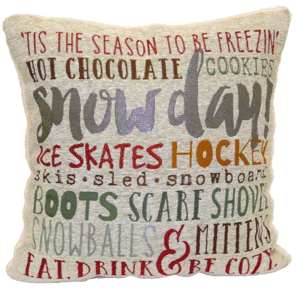 Brentwood Originals Snowday Holiday Decor Pillow- 20”x20”